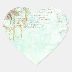 Roze Rozen & kwastjes Hart Sticker