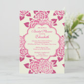  roze rozen lentetbriefingschoeisel uitnodiging (Staand voorkant)