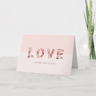 Roze rozen 'LIEFDE' Moederdag wenskaart Kaart