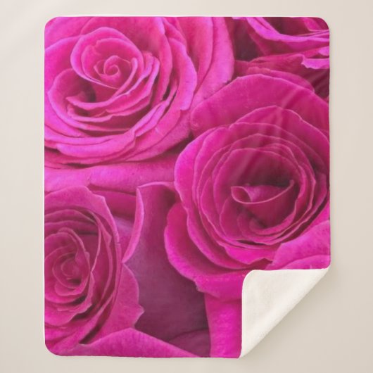 Roze rozen (medium) sherpa deken (Voorkant)