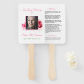  roze rozen Memorial Hand Fan Handwaaier (Voorkant en achterkant)