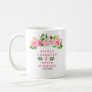 Roze rozen met gebladerte Bruiloft Koffiemok