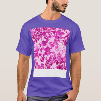Roze rozen met lederen patroon t-shirt