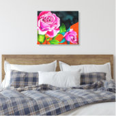 Roze rozen met oranje hedendaagse waterverf canvas afdruk (Insitu (Slaapkamer))