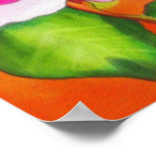 Roze rozen met oranje hedendaagse waterverf poster (Hoek)