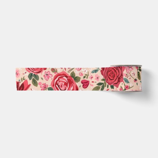 Roze rozen met streepjes lint (Voorkant)