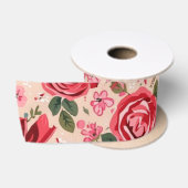 Roze rozen met streepjes lint (Spoel)