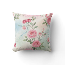 Roze rozen met Waterverf design kussen