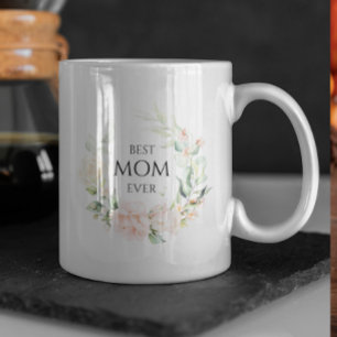 Roze rozen met zwarte typografie, beste mama ooit koffiemok