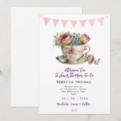 Roze Rozen Middag Thee Party baby shower Kaart (Voorkant / Achterkant)