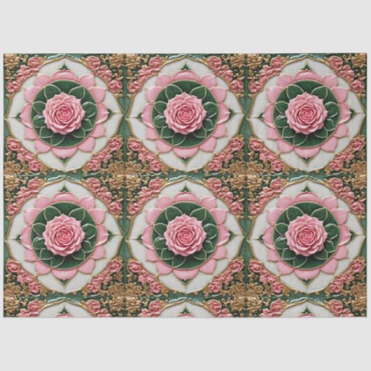 Roze Rozen Modern Mooi Collectie Tissuepapier (Voorkant)