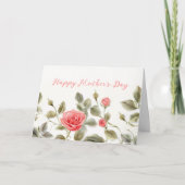 Roze Rozen  Moederdag Kaart (Voorkant)