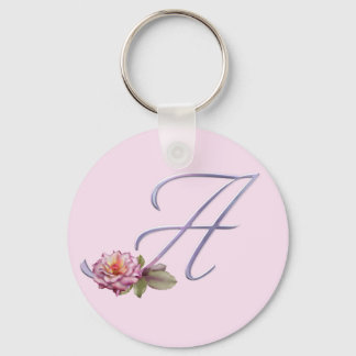 Roze rozen Monogram A Sleutelhanger