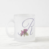 Roze rozen Monogram R Matglas Koffiemok (Links)