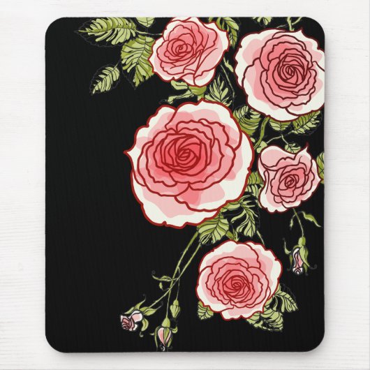 Roze Rozen Mousepad Muismat (Voorkant)