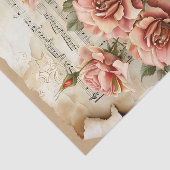  roze rozen  muziekblad Ephemera Tissuepapier (Detail)