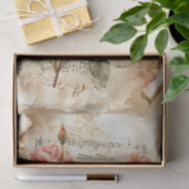  roze rozen  muziekblad Ephemera Tissuepapier (Geschenk)