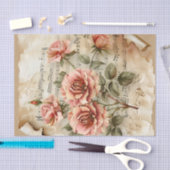  roze rozen  muziekblad Ephemera Tissuepapier (Craft)
