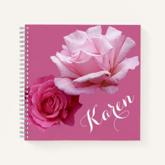  roze rozen naam Karen mooie bloemen Notitieboek