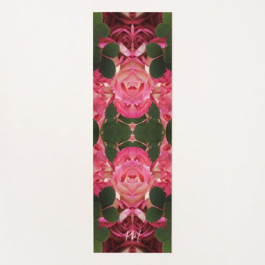 Roze Rozen Olieverfschilderij Gespiegeld Bloempatr Yogamat (Voorkant)