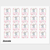 Roze rozen olifant meisje label sticker (Vel)