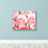 Roze rozen omgepakt Canvas Afdruk (Insitu (Houten vloer))