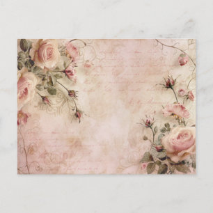 Roze Rozen ontkoppelingspatroon Briefkaart