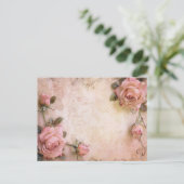 Roze Rozen ontkoppelingspatroon Briefkaart (Staand voorkant)
