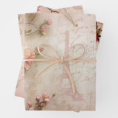 Roze Rozen ontkoppelingspatroon Inpakpapier Vel (In situ)