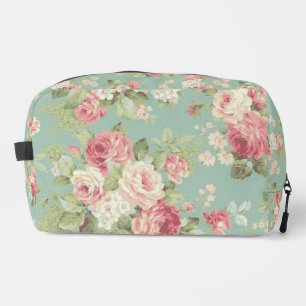 Roze rozen op aqua achtergrond toilettasje