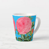 Roze rozen op Aqua Blue Latte Mok (Rechterhoek)