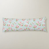 Roze Rozen op Blauw Land Body Kussen (Achterkant)