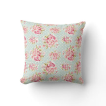 Roze rozen op Blue Polka Dot Shabby Chic