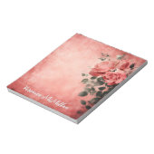 Roze rozen op de roze achtergrond notitieblok (Gedraaid)