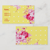 Roze rozen op geel Visitekaartje (Voorkant / Achterkant)
