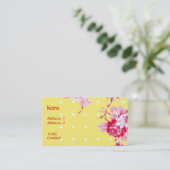 Roze rozen op geel Visitekaartje (Staand voorkant)