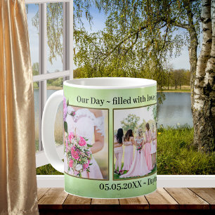 Roze rozen op Green Wedding Foto Mok