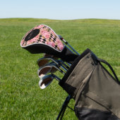 Roze rozen op Harlequin Monogram Golfheadcover (Insitu)
