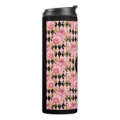 Roze rozen op Harlequin Monogram Thermosbeker (Gedraaid links)