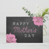 Roze rozen op het bord Happy Moederdag Kaart (Staand voorkant)