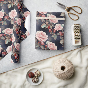 Roze rozen op Magic Night Sky Cadeaupapier