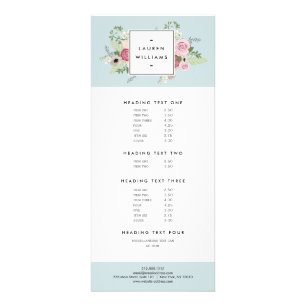 roze rozen op Mint Antiek Blauw Reclamekaart