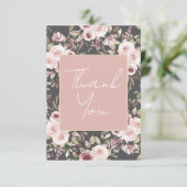 Roze rozen op nummer bedankkaart (Staand voorkant)