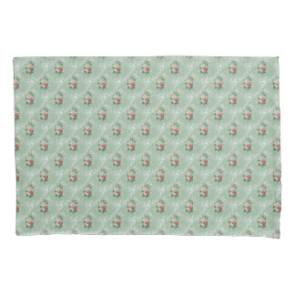  roze rozen op pastel Mint Sage Green Kussensloop
