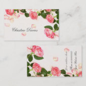 Roze rozen op visitekaartje (Voorkant / Achterkant)