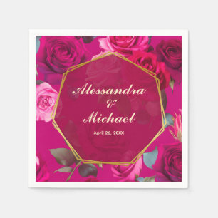 Roze rozen op Viva Magenta Weddenschap Servet