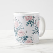 Roze rozen op wit extra grote beker (Voorkant rechts)