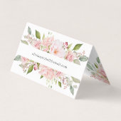  roze rozen op wit | Floral Folded Visitekaartjes (Achterkant)