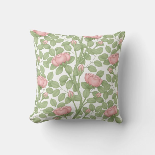 Roze rozen op wit kussen (Voorkant)