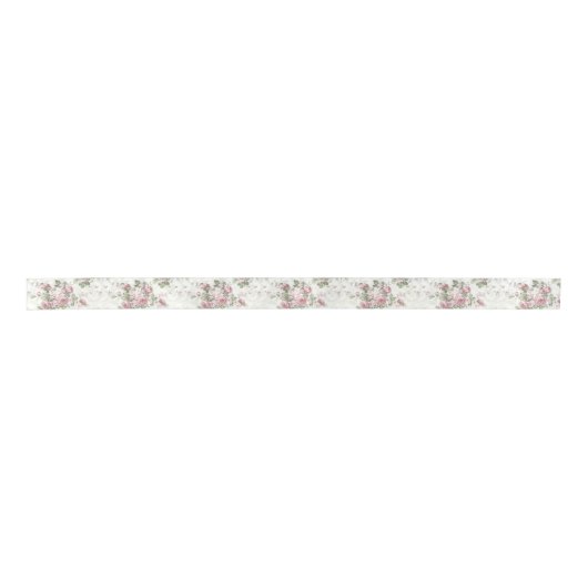 Roze rozen op wit lint (Voorkant)